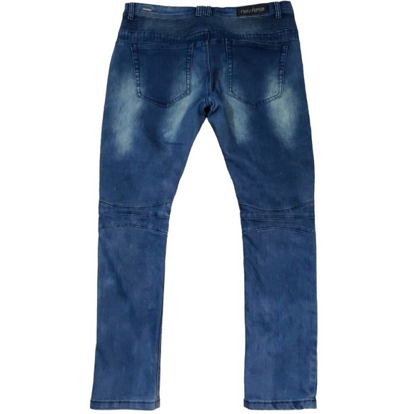 Chili Pepper CP~ Men's Size 38~ Dark Denim Slim Fit Jean's Distressed. - Picture 8 of 13